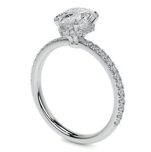 Anillo de Compromiso de Lujo SGARIT con Moissanita Corte Marquesa Holandesa de 10x5mm, Plata de Ley 925, Bañado en Oro Blanco, Engaste de Garras, Certificado - Product Image 3