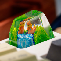 Keycaps Mystical Forest Artisan, Custom Artisan Keycaps, Keycaps Anime Cute, Green Keycaps, Keycaps Set, Wooden Keycaps