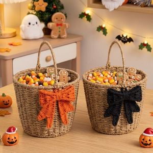 Panier tressé décoratif d'Halloween en gros, panier de rangement, organisateur pour la collecte des bonbons, centre de table de fête, décoration intérieure - Product Image 3