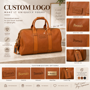 Sac de voyage en cuir véritable Beena, forme baril, avec fermeture éclair, décoration lettres, grande capacité, sangle amovible pour le voyage - Product Image 6