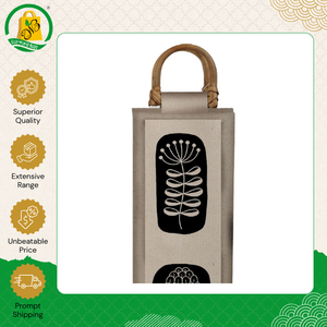 Sac de courses en jute de haute qualité pour usage quotidien au bureau, avec impression élégante et poignée en rotin, en gros pour l'exportation - Product Image 2