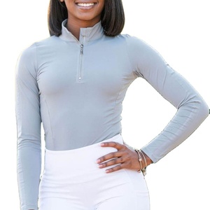 Wholesale Women's Luxury Modern Riding Show Shirt Zipper <b>Long</b> <b>Sleeve</b> Quick Dry Horse Protection Competition Training <b>Base</b> <b>Layer</b> - Product Image 2