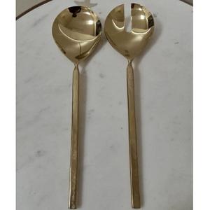 Cuillère à salade en acier inoxydable avec logo personnalisé, finition PVD or, ustensiles de cuisine, couverts de table brillants et polis, cuillère de service - Product Image 1