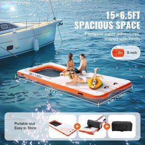 Plataforma Flotante Inflable de 15x6.5 Pies, Trampolín de Malla de 4x6 Pies, Tapete de PVC Antideslizante para Piscina, Muelle Inflable para Agua - Product Image 4