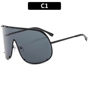 Gafas de Sol Unisex Extra Grandes de Diseño Moderno para Mujer, Estilo Y2K, Color Negro, Lentes de PC con Protección UV400, Diseño de una Pieza, Estilo Punk, Venta al Por Mayor 2025 - Product Image 2