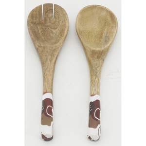 Ensemble de saladiers en émail au design supérieur, bois naturel avec poignée imprimée en émail, couverts pour servir la salade à un prix raisonnable - Product Image 5