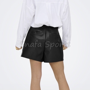 Wholesale Summer Leather Shorts For Women New Style Pockets And <b>Drawstring</b> Slim Fit 100% Leather Breathable Shorts for sale - Product Image 2