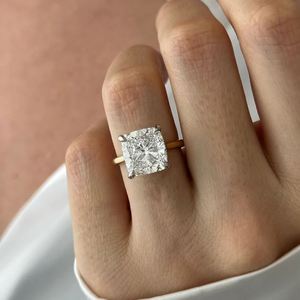 4.5 CT <b>Cushion</b> Cut Lab Grown Diamond IGI Certified Hidden Halo 14K Gold Engagement <b>Ring</b> Luxury Solitaire Bridal <b>Wedding</b> Party - Product Image 5
