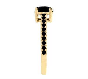 Bague de mariage de luxe en or jaune et blanc 14 carats avec diamant noir rond taille brillant de 1,00 carat, sertie sur le côté, commande de 3 bagues - Product Image 3