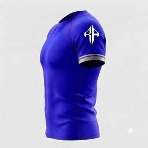 Camiseta Nueva de Calidad con Impresión por Transferencia de Calor para Adultos, Rashguard Personalizado de MMA en Material Spandex/Poliéster con Logotipo Blanco - Product Image 4