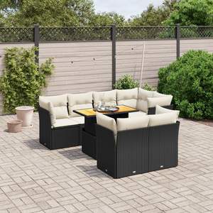 Conjunto de Sofá de Jardín con Reposabrazos Ajustables Grandes en Ratán Sintético Negro - Product Image 1