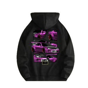 Nouveau sweat à capuche noir pour homme 2026 avec imprimé graphique de voiture de sport JDM violet, style streetwear hip-hop - Product Image 1