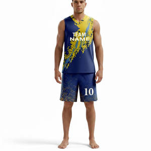 ชุดเสื้อบาสเก็ตบอลแบบซับลิเมชั่นสำหรับผู้ชาย Five B คอวี แขนกุด ระบายเหงื่อได้ดี พิมพ์ชื่อทีม ชุดกีฬา - Product Image 1