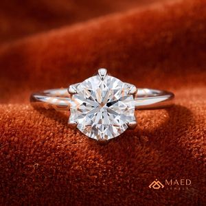 Minimalist <b>Silver</b> Round Moissanite <b>Ring</b> – Classic Six-Prong Star <b>Solitaire</b> for Women - Product Image 1