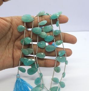 Perles de pierre précieuse Amazonite naturelle facettées en forme de poire AAA 8x11 MM, brin de 6 pouces, perles en vrac de forme poire facettées en Amazonite - Product Image 1