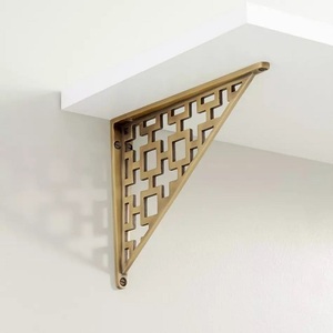 Glitter Brass Shelf <b>Bracket</b> With Decorative Scroll Design Durable Metal Support For Indoor Home Decor Connectors Heavy Duty - Product Image 2
