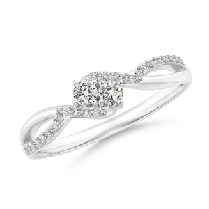 Anillo de Dos Piedras con Diamante Cultivado en Laboratorio, Corte Redondo, en Oro de 10K, 14K, 18K, Plata de Ley 925, 935, Joyería Fina - Product Image 2