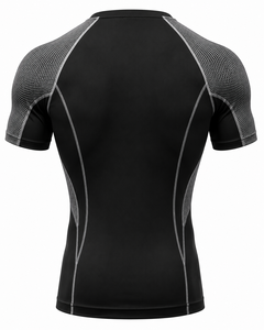 Camisetas de Compresión Blancas de Manga Corta para Hombre, Secado Rápido, Corte Ajustado, Cuello Redondo, Tejido de Lona Transpirable, 180g, Ropa Deportiva - Product Image 3