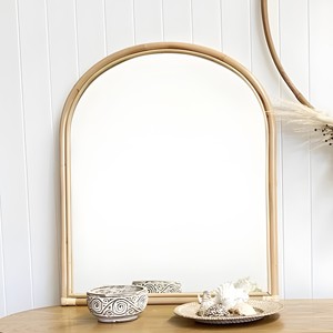 Semi circular rattan <b>framed</b> <b>mirror</b> for bathroom bedroom accents decorative wall hanging <b>mirrors</b> - Product Image 6