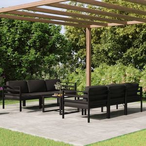 Ensemble de salon de patio en aluminium anthracite de 7 pièces avec coussins confortables pour se prélasser au soleil - Product Image 1