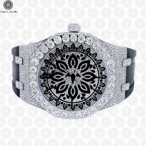 Reloj de Lujo para Hombre Charm_Jewells, de Acero Inoxidable, 40 mm, Bisel con Diamantes de Arcoíris, Caja Mecánica Analógica, Fecha Automática, Botón de Fecha Oculto - Product Image 3