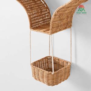 Estante de pared con forma de globo aerostático de ratán con cesta de almacenamiento para decoración de habitación infantil estilo rústico - Product Image 6