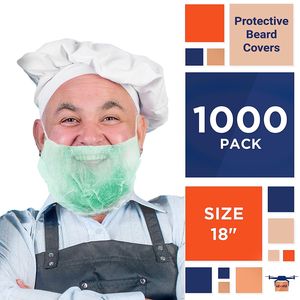 Monouso 18 \ "da uomo verde reti da barba 1000 sottile PPE fascia elastica di protezione per barbiere ristorante cucina - Product Image 2