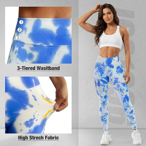 Leggings de Yoga de Cintura Alta para Mujer, Teñidos con Técnica Tie Dye, Largos, Elásticos, Tejidos, Ropa Deportiva, Pantalones Activos - Product Image 1