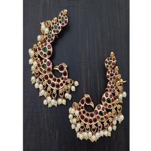 Aretes Clásicos de Latón Chapado en Oro de Calidad Excepcional, Glamurosos, con Cristales Kempu, para Bodas, Compromisos, Aniversarios, Fiestas, Regalos - Product Image 1