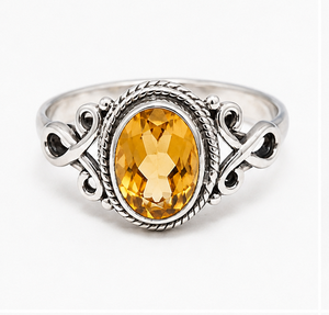 Anillo de Plata con Citrino, Anillo con Gema de Citrino Ovalada, Anillo de Plata de Ley, Joyería con Piedra de Nacimiento de Noviembre, Anillo de Citrino Hecho a Mano - Product Image 3