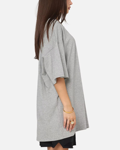 Camiseta de algodón 100% de la mejor calidad para mujer, talla grande, con logo personalizado, color liso, transpirable, holgada, informal. - Product Image 5