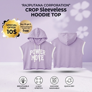 <b>Men</b> Sleeveless Crop Hoodie <b>Top</b> 100% Cotton Printed Loose Fit Running Cropped Hoodies Sleeveless Winter Crop Hoodie <b>Men's</b> - Product Image 1