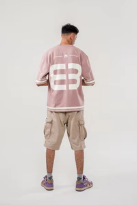 Camiseta Oversize Vintage Rosa de Fútbol Americano con Gráfico Número 33, Estilo Urbano Casual Hip Hop para Verano - Product Image 2