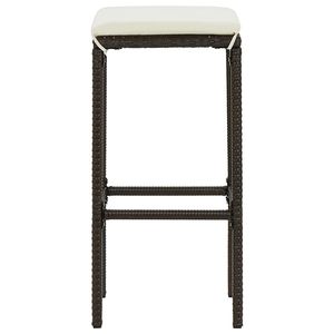 Ensemble de 2 tabourets de bar standard en rotin PE marron et acier - Product Image 4