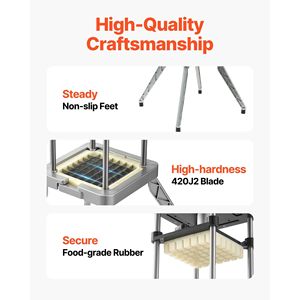 Tagliapatatine Elettrico Professionale in Acciaio Inox, Tritatutto per Frutta e Verdura con 2 Lame Sostituibili da 1/2 e 3/8 di Pollice - Product Image 5