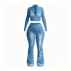 Conjunto Deportivo de Dos Piezas para Mujer, Primavera/Verano, Color Sólido, Logotipo Personalizado, Ropa Deportiva de Algodón, Ropa Casual de Calle, Ropa de Gimnasio, Fitness - Product Image 3