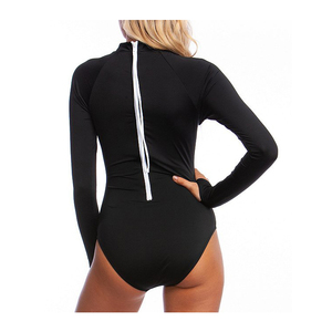 Haut de bain anti-UV pour femme 2026 de haute qualité, à manches longues, noir avec rayures arc-en-ciel, en Spandex et Polyester - Product Image 2