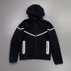 Tech Fleece <b>Windrunner</b> <b>Jacket</b> – Reflective Striped Zip Hoodie for Men, Custom Logo OEM Sportswear Supplier - Product Image 4