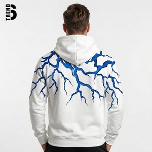 Sweat-shirt à capuche blanc pour homme, coupe classique, tricoté, décontracté, 100 % coton, écologique, respirant, pour l'hiver, service OEM - Product Image 2