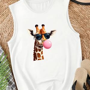 Chaleco informal para mujer jirafa que sopla chicle rosa - Product Image 3