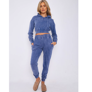 Produit le plus vendu : Ensemble de survêtement élégant et personnalisé effet délavé pour hommes et femmes, vente en gros, survêtement femme de haute qualité effet délavé à l'acide - Product Image 4