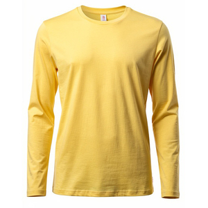 T-shirt à manches longues pour homme, 100% coton, col rond, décontracté, tricoté, t-shirts pour homme, col rond, style streetwear d'été, t-shirts pour homme - Product Image 1