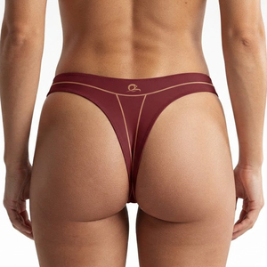 Women Sexy <b>Thongs</b> Panties Print Mid-Rise Red Spandex Nylon Knitted <b>Seamless</b> Waist Logo Underwear - Product Image 2