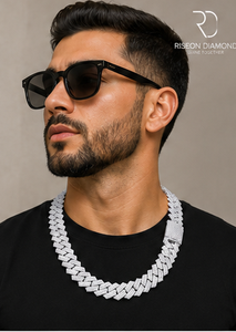 Premium iced out chevron link <b>necklace</b> solid 18K white gold set lab grown diamonds bold interlocking design secure box - Product Image 6