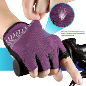 Unisex Cycling Gloves Half Finger Breathable Polyester Nylon Material Striped Pattern Pull On Design Universal Season - Product Image 2