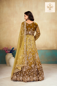 Traje Anarkali Indo-Occidental de Lujo, Largo, con Bordado de Cuentas, Tela de Red Suave, para Bodas y Fiestas - Product Image 5