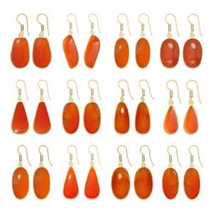 Pendientes de diseño exquisito con piedra natural de cornalina, hechos a mano, chapados en oro de 18k, de lujo, para bodas y fiestas, pendientes colgantes de diseñador. - Product Image 1