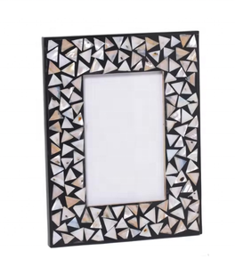 Cadre de miroir rectangulaire en laiton fait main avec incrustation de nacre, design pour table, miroir vertical en verre incassable, décoration - Product Image 5
