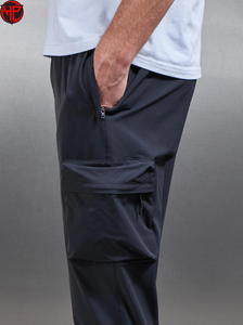 Gray Men Solid Elastic Waist <b>Cargo</b> Trousers Mid Waist Breathable Quick Dry Loose Fit Casual Nylon <b>Pants</b> Custom Outdoor - Product Image 4