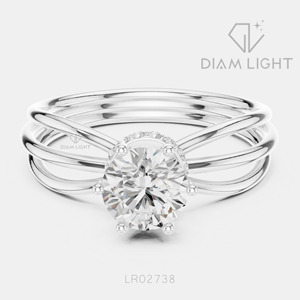 Bague de fiançailles en or blanc 14 carats avec diamant de laboratoire certifié IGI 0,80 carat, taille ronde, halo caché, bande pavée F+ VS+, cadeau de mariage - Product Image 1
